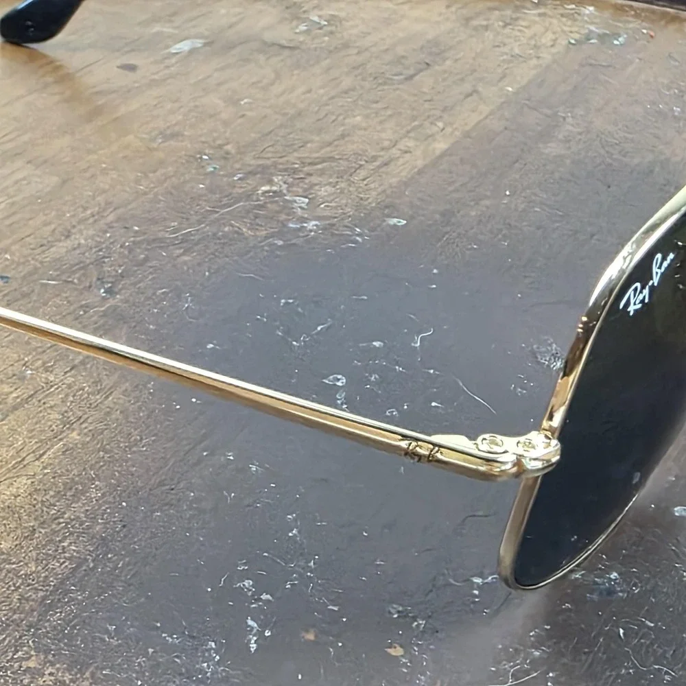 Ray-Ban RB3561 The General Sunglasses Mens 57-17 Gold Green Tinted Square Italy